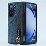 For Samsung Galaxy Z Fold5 Three Parts Flash Diamond Fold PC Phone Case with Lanyard(Grey)