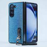 For Samsung Galaxy Z Fold5 Three Parts Flash Diamond Fold PC Phone Case with Lanyard(Green)
