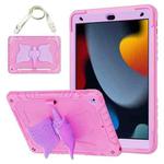 For iPad 10.2 2021/2020/2019 Kickstand PC Hybrid Silicone Tablet Case(Pink Purple)