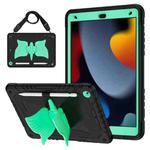 For iPad 10.2 2021/2020/2019 Kickstand PC Hybrid Silicone Tablet Case(Black Mint)