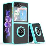 For Samsung Galaxy Z Flip5 Q Shadow 1 Series TPU + PC Phone Case with Ring(Sky Blue)