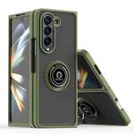 For Samsung Galaxy Z Fold6 Q Shadow 1 Series TPU + PC Phone Case with Ring(Army Green)