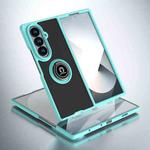 For Samsung Galaxy Z Fold7 Q Shadow 1 Series TPU + PC Phone Case with Ring(Sky Blue)