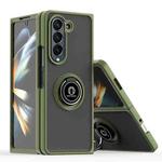 For Samsung Galaxy Z Fold5 Q Shadow 1 Series TPU + PC Phone Case with Ring(Army Green)