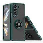 For Samsung Galaxy Z Fold5 Q Shadow 1 Series TPU + PC Phone Case with Ring(Dark Green)