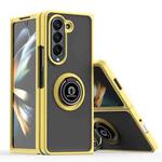 For Samsung Galaxy Z Fold5 Q Shadow 1 Series TPU + PC Phone Case with Ring(Yellow)