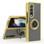 For Samsung Galaxy Z Fold4 Q Shadow 1 Series TPU + PC Phone Case with Ring(Yellow)