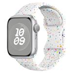 For Apple Watch SE 2023 44mm Hole Style Butterfly Buckle Camouflage Silicone Watch Band(White)