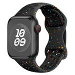 For Apple Watch SE 2023 44mm Hole Style Butterfly Buckle Camouflage Silicone Watch Band(Black)
