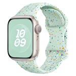 For Apple Watch SE 2023 40mm Hole Style Butterfly Buckle Camouflage Silicone Watch Band(Light Mint)