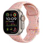 For Apple Watch Ultra 2 49mm Hole Style Butterfly Buckle Camouflage Silicone Watch Band(Pink Sand)