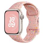 For Apple Watch Series 9 45mm Hole Style Butterfly Buckle Camouflage Silicone Watch Band(Pink Sand)