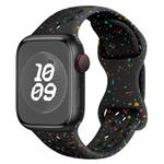 For Apple Watch Series 9 45mm Hole Style Butterfly Buckle Camouflage Silicone Watch Band(Black)