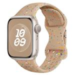 For Apple Watch Series 9 45mm Hole Style Butterfly Buckle Camouflage Silicone Watch Band(Milk Tea)