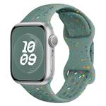 For Apple Watch Series 9 45mm Hole Style Butterfly Buckle Camouflage Silicone Watch Band(Pine Green)