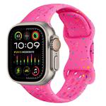 For Apple Watch Ultra 49mm Hole Style Butterfly Buckle Camouflage Silicone Watch Band(Barbie Powder)