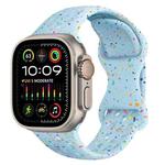 For Apple Watch Ultra 49mm Hole Style Butterfly Buckle Camouflage Silicone Watch Band(Light Blue)