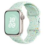 For Apple Watch Series 8 45mm Hole Style Butterfly Buckle Camouflage Silicone Watch Band(Light Mint)