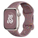 For Apple Watch SE 2022 40mm Hole Style Butterfly Buckle Camouflage Silicone Watch Band(Smoke Purple)