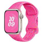 For Apple Watch SE 2022 44mm Hole Style Butterfly Buckle Camouflage Silicone Watch Band(Barbie Powder)