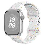 For Apple Watch SE 2022 44mm Hole Style Butterfly Buckle Camouflage Silicone Watch Band(White)