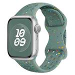 For Apple Watch SE 2022 44mm Hole Style Butterfly Buckle Camouflage Silicone Watch Band(Pine Green)