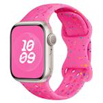 For Apple Watch SE 40mm Hole Style Butterfly Buckle Camouflage Silicone Watch Band(Barbie Powder)