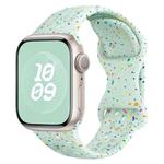 For Apple Watch SE 44mm Hole Style Butterfly Buckle Camouflage Silicone Watch Band(Light Mint)