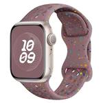 For Apple Watch SE 44mm Hole Style Butterfly Buckle Camouflage Silicone Watch Band(Smoke Purple)