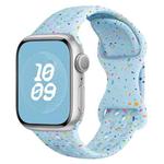For Apple Watch Series 6 44mm Hole Style Butterfly Buckle Camouflage Silicone Watch Band(Light Blue)