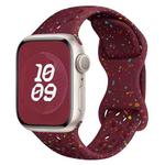 For Apple Watch Series 6 44mm Hole Style Butterfly Buckle Camouflage Silicone Watch Band(Wine Red)