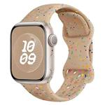 For Apple Watch Series 6 44mm Hole Style Butterfly Buckle Camouflage Silicone Watch Band(Milk Tea)