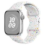 For Apple Watch Series 5 44mm Hole Style Butterfly Buckle Camouflage Silicone Watch Band(White)