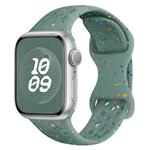 For Apple Watch Series 5 40mm Hole Style Butterfly Buckle Camouflage Silicone Watch Band(Pine Green)