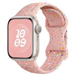For Apple Watch Series 4 44mm Hole Style Butterfly Buckle Camouflage Silicone Watch Band(Pink Sand)