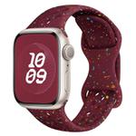 For Apple Watch Series 4 44mm Hole Style Butterfly Buckle Camouflage Silicone Watch Band(Wine Red)