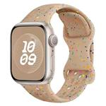 For Apple Watch Series 3 42mm Hole Style Butterfly Buckle Camouflage Silicone Watch Band(Milk Tea)