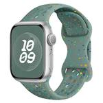 For Apple Watch Series 3 42mm Hole Style Butterfly Buckle Camouflage Silicone Watch Band(Pine Green)