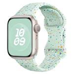 For Apple Watch 42mm Hole Style Butterfly Buckle Camouflage Silicone Watch Band(Light Mint)