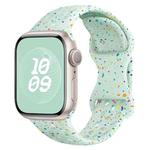 For Apple Watch 38mm Hole Style Butterfly Buckle Camouflage Silicone Watch Band(Light Mint)