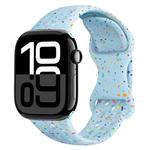 For Apple Watch Series 10 42mm Hole Style Butterfly Buckle Camouflage Silicone Watch Band(Light Blue)