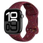 For Apple Watch Series 10 42mm Hole Style Butterfly Buckle Camouflage Silicone Watch Band(Wine Red)