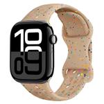 For Apple Watch Series 10 42mm Hole Style Butterfly Buckle Camouflage Silicone Watch Band(Milk Tea)