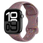 For Apple Watch Series 10 42mm Hole Style Butterfly Buckle Camouflage Silicone Watch Band(Smoke Purple)