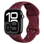 For Apple Watch Series 10 46mm Hole Style Butterfly Buckle Camouflage Silicone Watch Band(Wine Red)