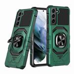 For Samsung Galaxy S21+ 5G Magnetic Ring Holder Phone Case(Dark Green)