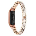 For Xiaomi Mi Band 3 / 4 Diamond-studded Stainless Steel Replacement Wrist Strap(Gold)