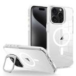 For iPhone 15 Pro Max J2 High Transparent MagSafe Magnetic Frame Holder Phone Case(White)