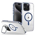 For iPhone 15 Pro J2 High Transparent MagSafe Magnetic Frame Holder Phone Case(Royal Blue)