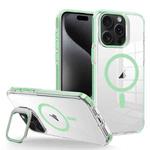 For iPhone 15 Pro J2 High Transparent MagSafe Magnetic Frame Holder Phone Case(Matcha Green)